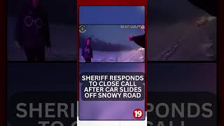 CAUGHT ON CAMERA: Ashtabula Co. Sheriff responds to close call after car slides off snowy road