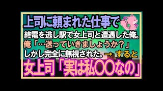 【感動する話】上司に頼まれた仕事で終電を逃し駅のホームで女上司に遭遇。俺「近くまで送っていきましょうか？」しかし無視された→次の瞬間彼女が俺の目見て「あなた…〇〇ですよね？」【泣ける話】