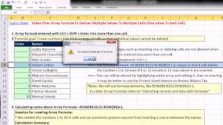 Ctrl + Shift + Enter: Excel Array Formulas 08: Array Formula: Multiple Values To Multiple Cells