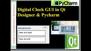 Digital Clock GUI in Qt Designer 2020| Digital Clock GUI with python | Pycharm & Qt designer Project