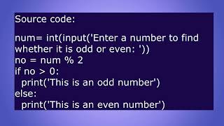 12th Python Program Odd or even using modulus operator |using if operation Python Program| EDUCRAWL