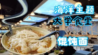 海洋主题的大学食堂！新开业的泓园餐厅太好看了！再来碗馄饨面，太舒服了。【大学食堂69】——馄饨面