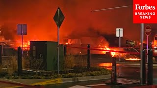 Footage Shows Massive Flames Following A Medical Transport Plane Crash In Northeast Philadelphia