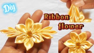 DIY /How to make beautiful ribbon flowers/Amazing Ribbon flower work/ Hand Embroidery flowers Design