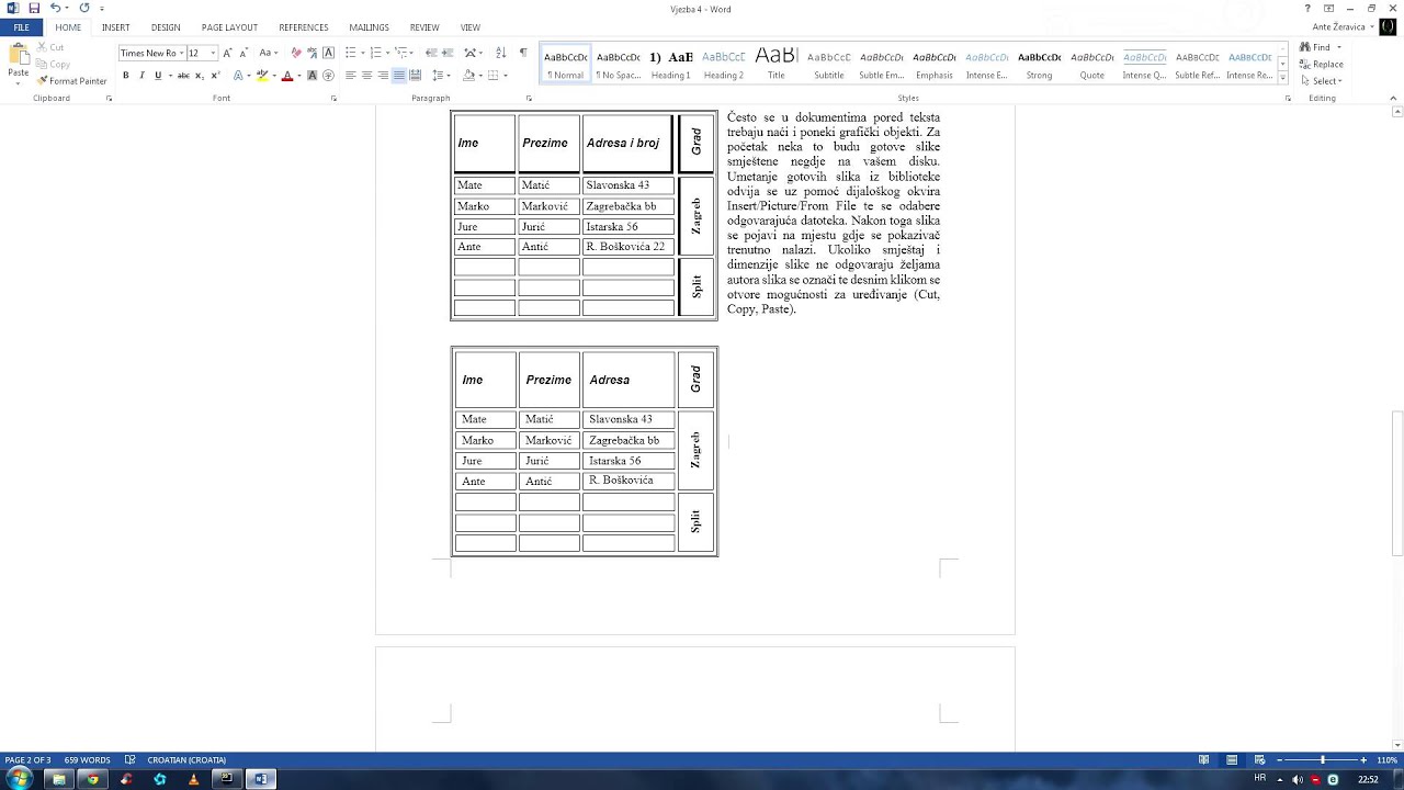 Microsoft Word - Vježba 4 Oblikovanje Tablice 1c - YouTube