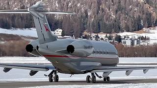 Europe's highest altitude Airport St. Moritz / Engadin / Samedan January 2025 🛩 Private Jets 4K