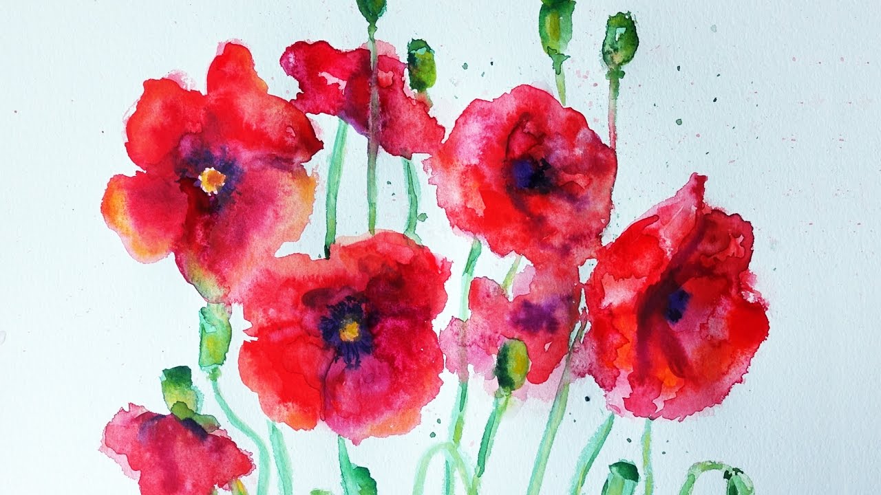 Easy Watercolor Poppies
