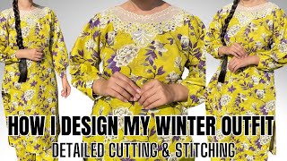 Sewing Pinterest clothes ||Winter dress cutting and stitching ||new neck design 2024 ||winter dress