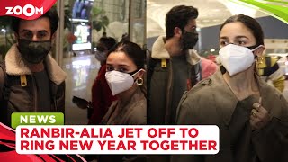 Alia Bhatt & Ranbir Kapoor opt for twinning outfits as they jet off to ring New Year together