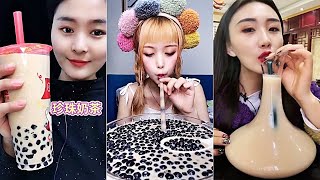 ASMR BUBBLE TEA DRINKING SOUNDS SATISFYING 🧋 BOBA ÇAYI İÇME 喝珍珠奶茶