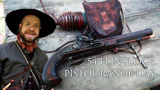 Shooting my .54 FLINTLOCK Kentucky Pistol in full 18th Century Gear | RW Wright Muzzleloading Pistol