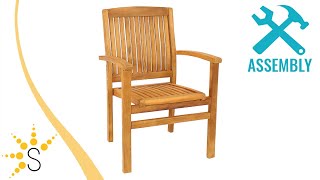 Sunnydaze Teak Wood Stackable Outdoor Patio Dining Chair-