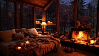 Rainy Night in the Forest while Warm up with Cozy Fireplace and Sleep Well with Rain Sounds falling