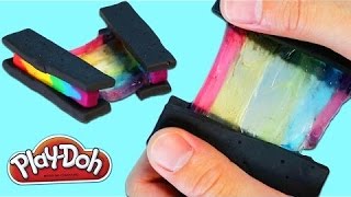 How to Make Play Doh Rainbow SLIME Ice Cream Sandwich | DIY Fun & Easy Play Dough Ice Cream Slime