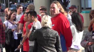 Danny Carey and very pregnant wife arriving to Clippers vs Rockets Playoff game 4