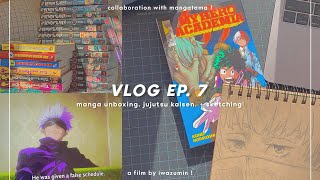 vlog ep. 7 —;  manga unboxing, watching jujutsu kaisen, \u0026 sketching ! [ ft. mangatama ]