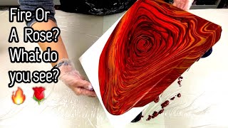 # 748 - 🔥 This Pour is on FIRE!  Or, is it a Beautiful Rose? 🌹 - Acrylic Painting