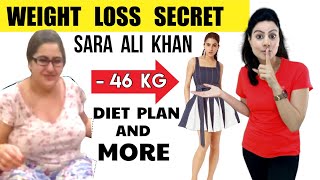 FINALLY Sara Ali Khan Weight Loss SECRET REVEALED 😮 46 Kgs Shocking Transformation Diet Plan -Review