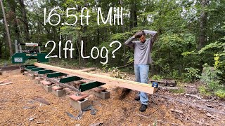 Moving and milling a 21ft log on a 16.5ft mill by hand | Blades were DESTROYED