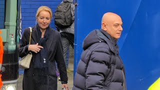 TOTTENHAM ARRIVING AT GOODISON PARK: Levy, Cullen, Munn, Postecoglou and The Squad: Everton v Spurs