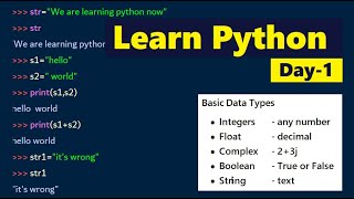 Learn Python Day01 with practicals | Python programming with source code explained | Highblix