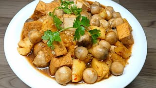 ĐẬU HỦ NẤM RƠM KHO SẢ ỚT Cách làm đậu hủ nấm rơm kho sả ớt -đậu hủ nấm rơm kho khóm món chay ngon