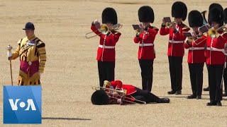 Royal Guards Collapse as Prince William Inspects Rehearsal  | VOA News