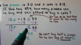 Grade 7 Math 7.2, Writing Two-step Inequalities from word problems