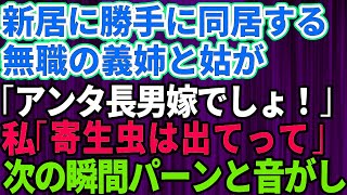 【スカッとする話】新築一戸建てに引っ越したら義姉と姑が転がり込んできた→無職の義姉「アンタ長男の嫁でしょ」私「アハハ！寄生虫は出て行け」→次の瞬間パーンと音がした結果