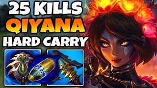 25 Kill Qiyana Mid Carry in a SUPER difficult game to win