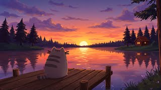 Pusheen’s Sunset Vibes 🌅 Chill Evening Lofi for Relaxation ☀️ Relaxing Lofi for Work \u0026 Study