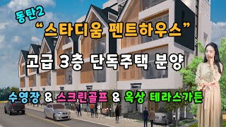 동탄2 스타디움펜트하우스-고급3층 단독주택 분양-수영장\u0026스크린골프\u0026옥상테라스가든