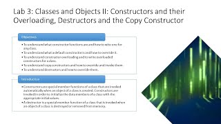 Lab 3: Classes and Objects II: Constructors