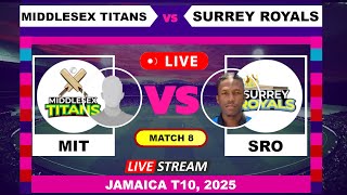 Middlesex Titans vs Surrey Royals T10 Live Cricket | Jamaica T10 English Commentary