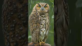 🦉🦉🦉barish se bachate hue apne bache ko🌧🌧🌧