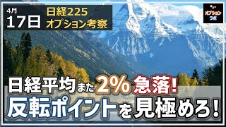 【日経225オプション考察】4/17 日経平均 また2％の急落！ 反転ポイントを見極めるチャートとは!?