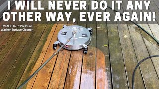 Review of the EVEAGE 16.5" Pressure Washer Surface Cleaner and Demonstration on Concrete & Deck