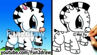 How to Draw a Zebra - Drawing Step by Step - Easy Drawings - Fun2draw | Online Art Courses