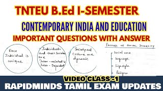 VIDEO CLASS-1: CONTEMPORARY INDIA AND EDUCATION IMPORTANT QUESTIONS WITH ANSWERS - SOCIAL DIVERSITY