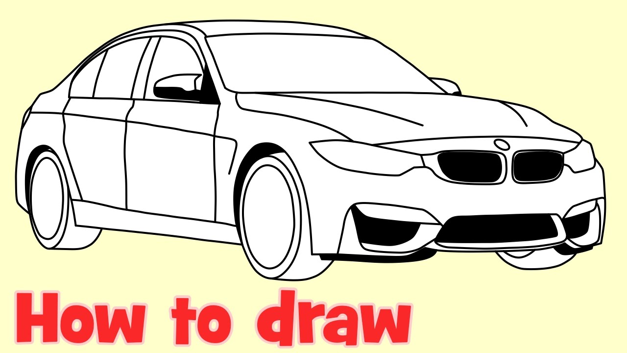 How To Draw A Car BMW M3 Sedan Step By Step Drawing - YouTube