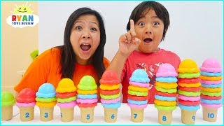 Ryan Pretend Play with Ice Cream Shop and learn to count!!!