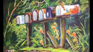 Painting Flowers and Mailboxes by the Road with Ginger Cook Beginner Acrylic Painting Tutorial