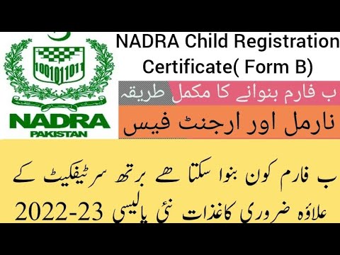 نادرہ Nadraسے بچوں کے B Form ب فارم Child Registration Certificate ...