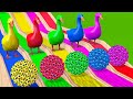 5 Giant Ducks Cartoon, Elephant, Gorilla, Lion, Buffalo, Dinosaur With Balls Game - Animals 3D