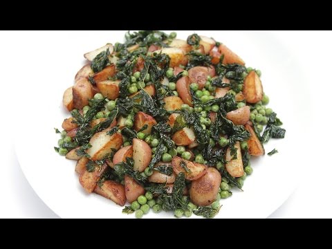 Glazed peas and potatoes with mint