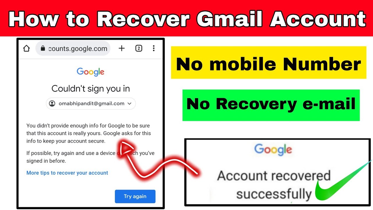 How To Recover Gmail Account Without Phone Number And Recovery Email ...