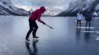 Banff, Alberta. Epic wind Skating on Lake Minnewanka #Iphone11pro