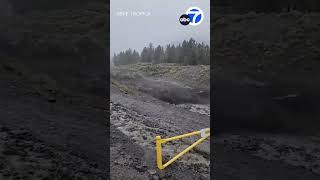 Mud flow spotted as storm Hilary hits Southern California