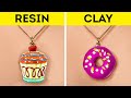 EPOXY RESIN vs POLYMER CLAY || Adorable Mini Crafts & DIY Jewelry