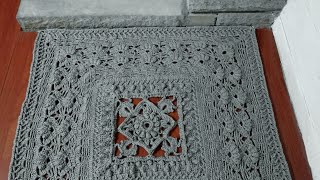 crochet home rug #26 square pattern/gehaakte mandala/mandala de ganchillo